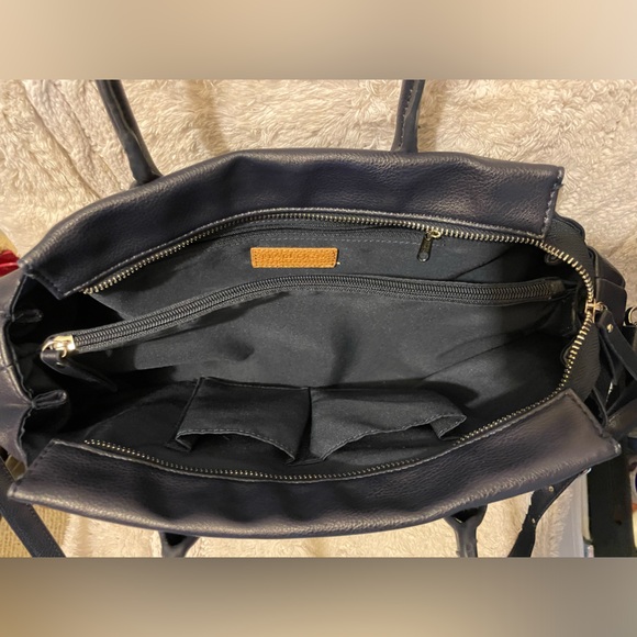 Nautica Faux Blue Pebbled Leather Double Handled Satchel Bag  & crossbody strap - Picture 7 of 8